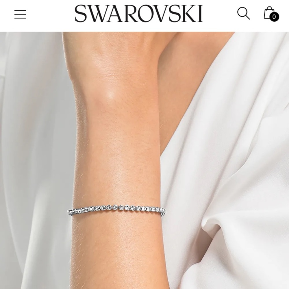 Swarovski “Emily” Tennis Bracelet Round Cut Crystals, White
